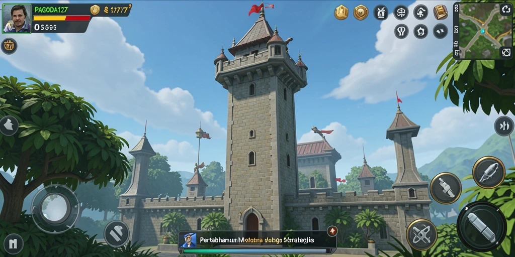 Screenshot gameplay PAGODA127 menampilkan aksi Tower Defense yang menegangkan.